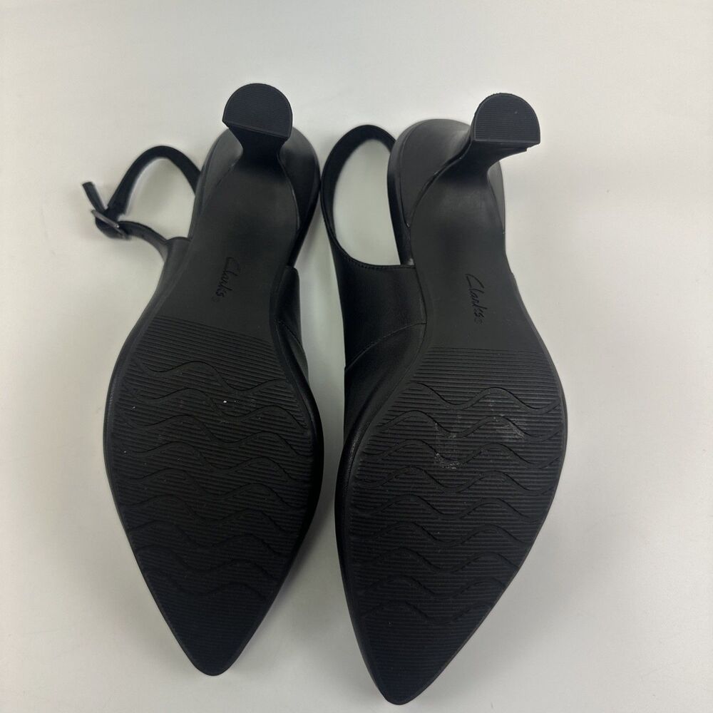 Clarks Kataleyna Step Pump Heels Slingback Buckle Black Leather Pointed Toe 8.5 - Picture 13 of 13